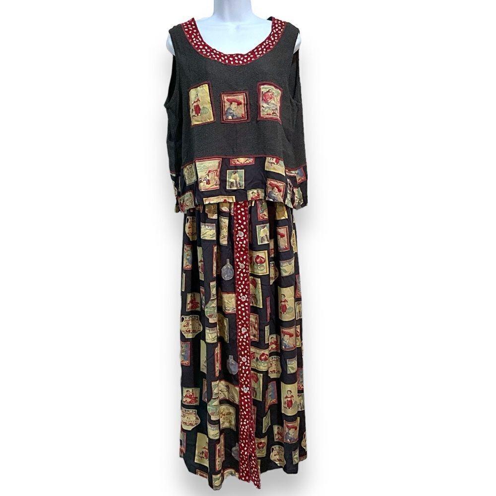 Vintage FAITH Skirt Set Sleeveless Top Size L, Maxi Skirt Button Front Size M